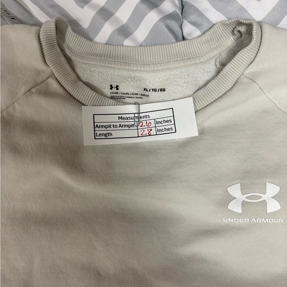 Under Armour Men’s Ivory Crewneck Sweatshirt Size XL - Picture 3 of 4